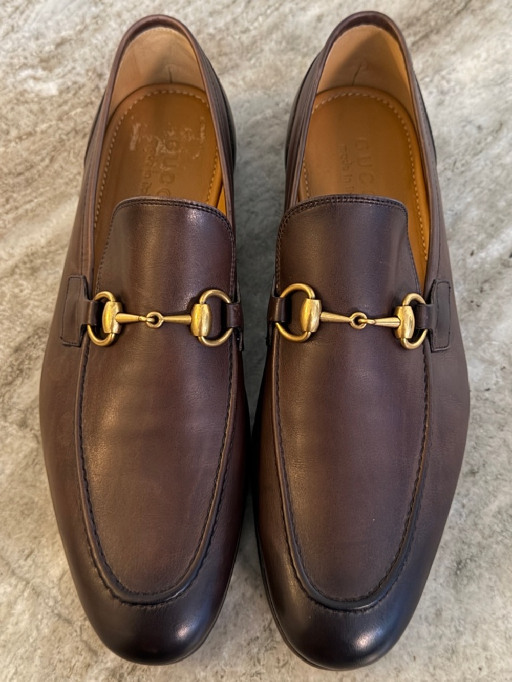 GUCCI JORDAAN Horsebit Leather Loafer Brown  7 / 7.5 US $1100 1953